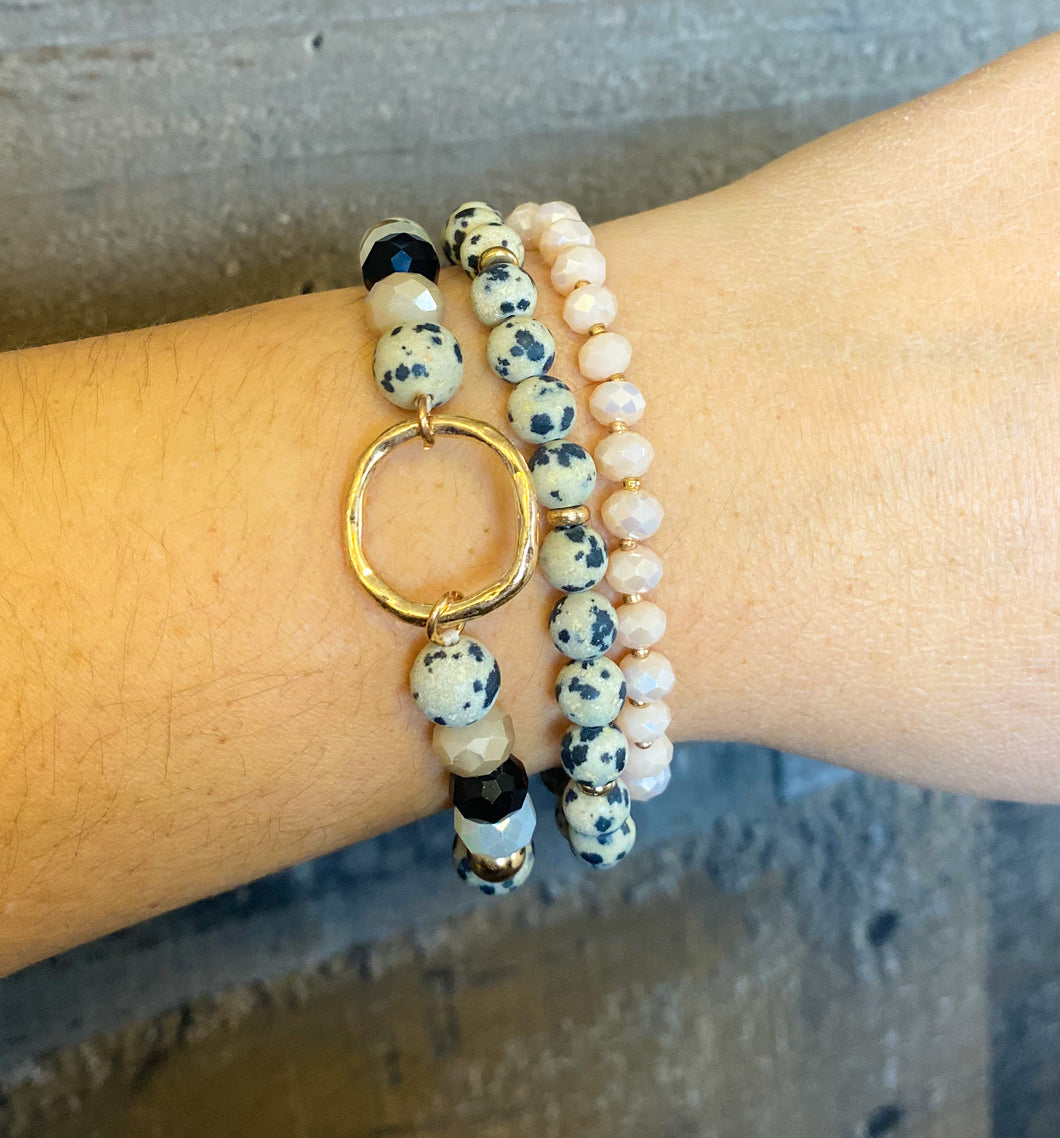 PALE PINK & GREY BRACELET SET