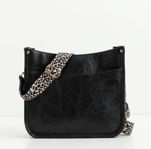 Load image into Gallery viewer, BLACK CROSSBODY PURSE LEOPARD STRAP
