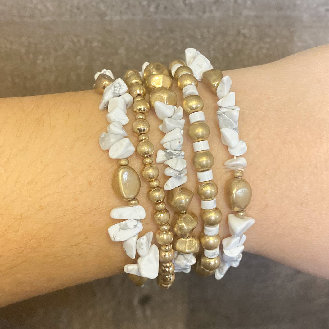 WHITE STONE BEADED BRACELETS