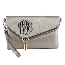 Load image into Gallery viewer, PEWTER CLUTCH WITH GOLD CHAIN STRAP
